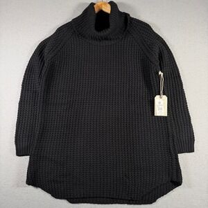 Element Eden Womens Black Waffle Knit Turtleneck Sweater JD83GELE Large NEW